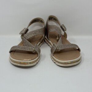 USED - Cynthia Rowley Toddler Girls Glitter Silver Cross Sandals Size 10